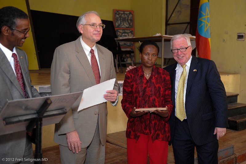 20120329_113525 Nikon D3S 2x3.jpg - Haile Selassie, Ambassador Booth, winner ESRI Best Community Support person, and Dr. Fish, ESRI Ceremonial Award Presentation.